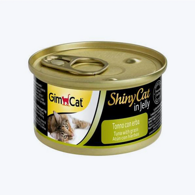 GimCat Shinycat Konserve Kedi Maması - Jöleli Ton Balıklı Çimenli