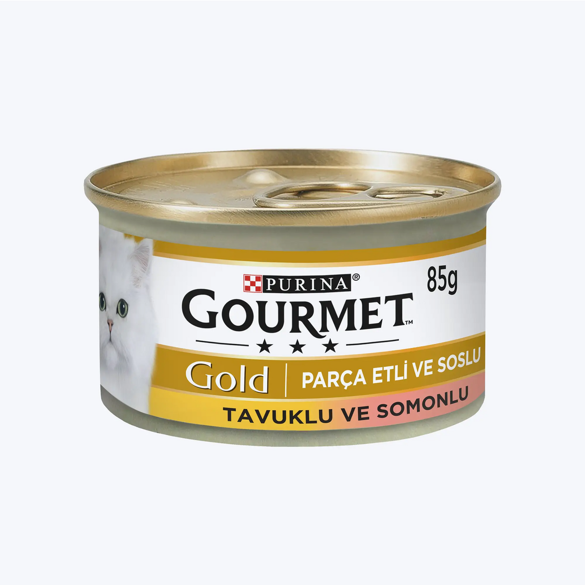 Gourmet Gold Parça Etli Soslu Somonlu ve Tavuklu Kedi Konservesi