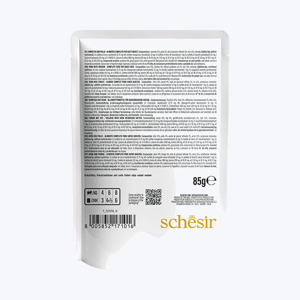 Schesir Jelly - Ton Balıklı ve Tavuklu Yetişkin Kedi Pouch