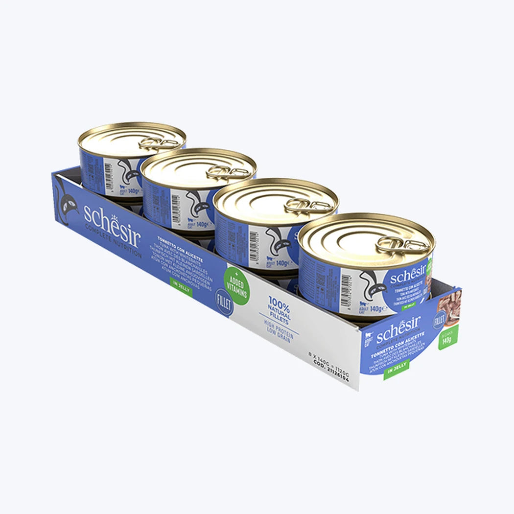 Schesir Jelly - Ton Balıklı ve Beyaz Balıklı Yetişkin Kedi Konservesi 140 gr