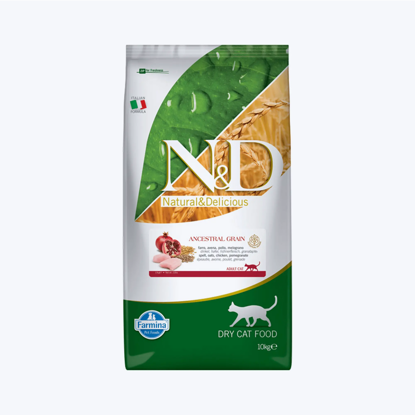 N&D Ancestral Grain Adult Düşük Tahıllı Tavuklu ve Narlı Yetişkin Kedi Maması 10 Kg