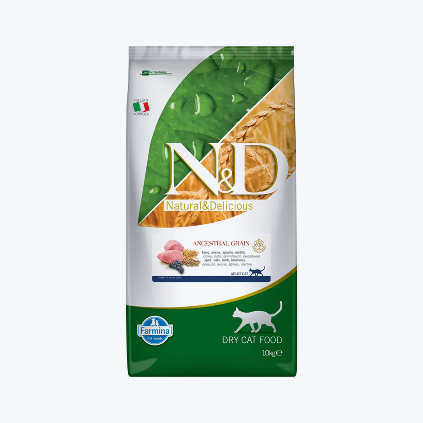N&D Ancestral Grain Adult Düşük Tahıllı Kuzu Etli ve Yaban Mersinli Yetişkin Kedi Maması 10 Kg