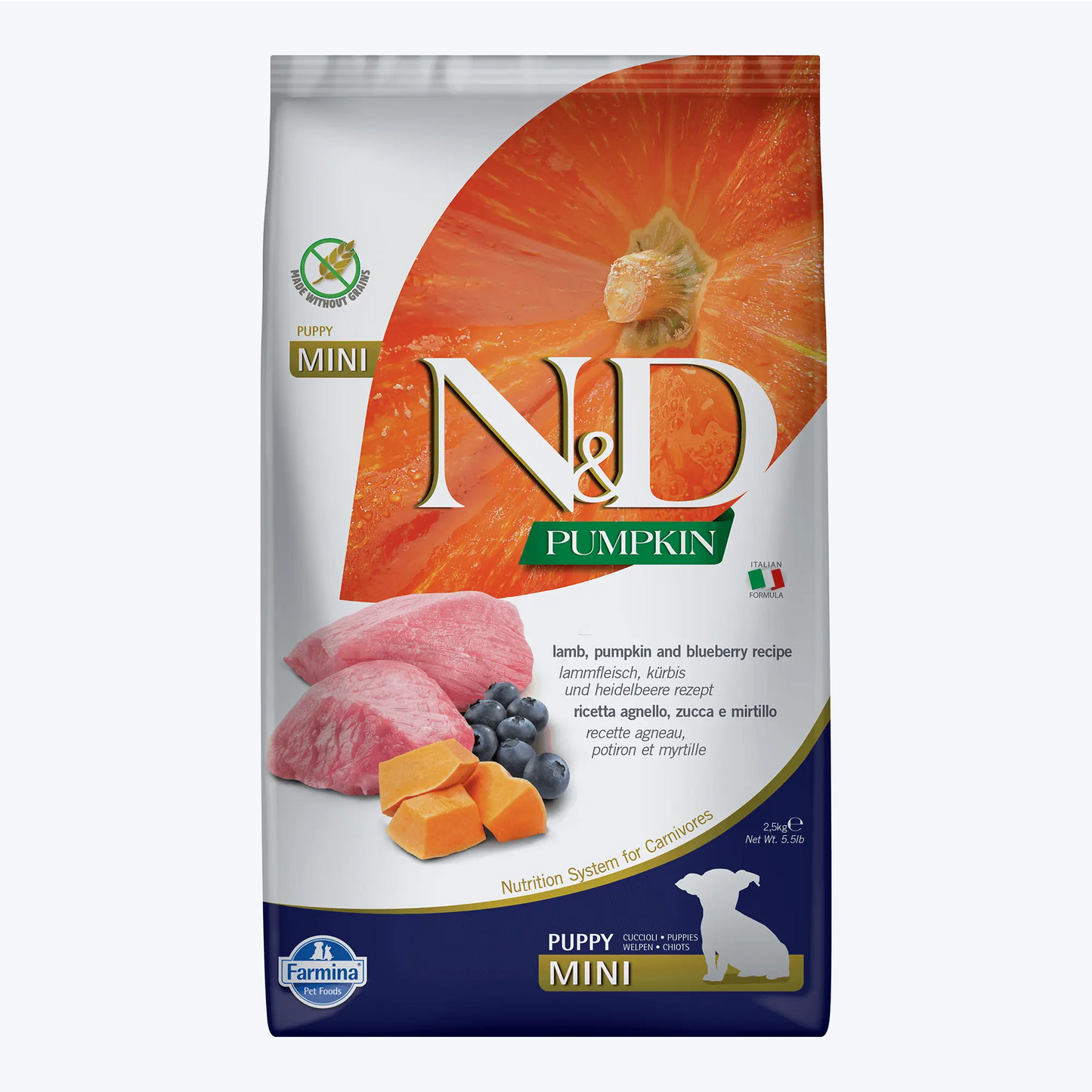 N&D Pumpkin Bal Kabaklı Kuzulu ve Yaban Mersinli Küçük Irk Tahılsız Yavru Köpek Maması 2,5 Kg