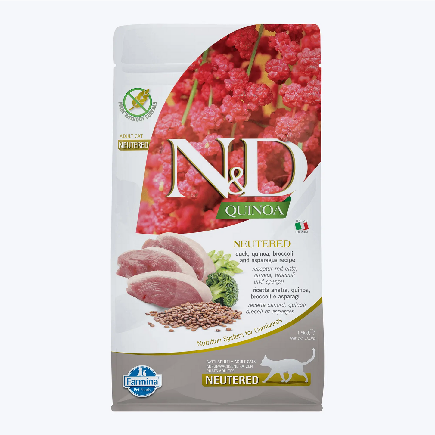 N&D Quinoa Ördek Etli Kinoalı Brokolili Kısırlaştırılmış Kedi Maması 1,5 Kg