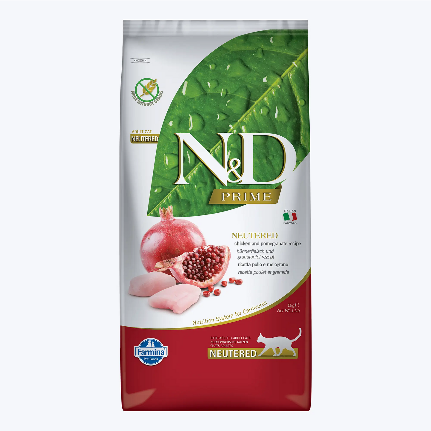 N&D Prime Neutered Tahılsız Tavuklu ve Narlı Kısırlaştırılmış Kedi Maması 5 Kg