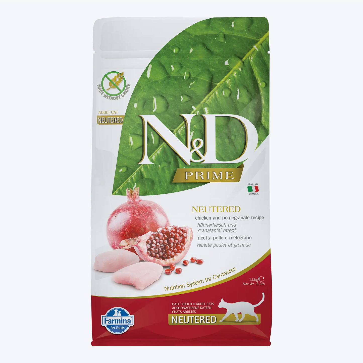 N&D Prime Neutered Tahılsız Tavuklu ve Narlı Kısırlaştırılmış Kedi Maması 1.5 Kg