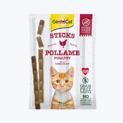 GimCat Sticks Kümes Hayvanı Etli Tahılsız Ödül Çubukları 20 Gr
