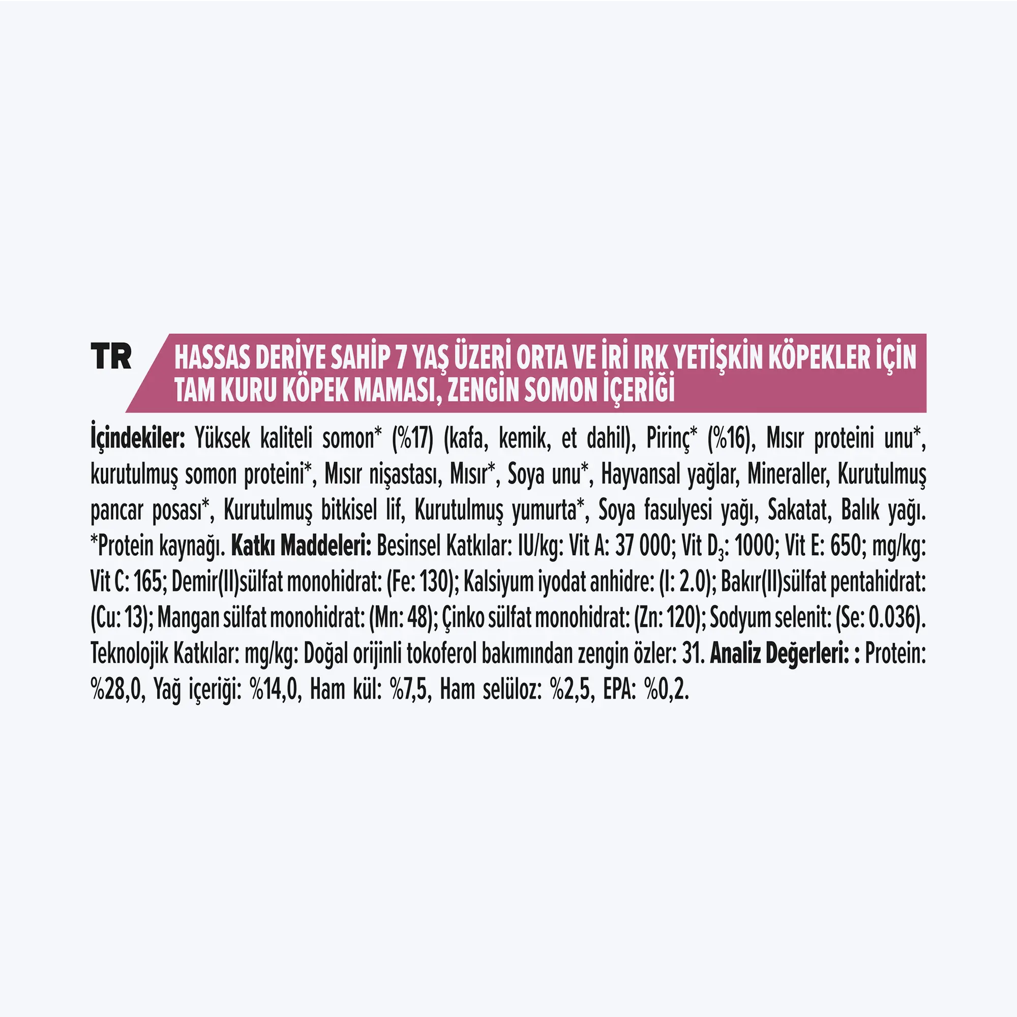 Pro Plan Senior Orta ve Büyük Irk Sensitive Skin Somonlu ve Pirinçli Yaşlı Köpek Maması 14 Kg