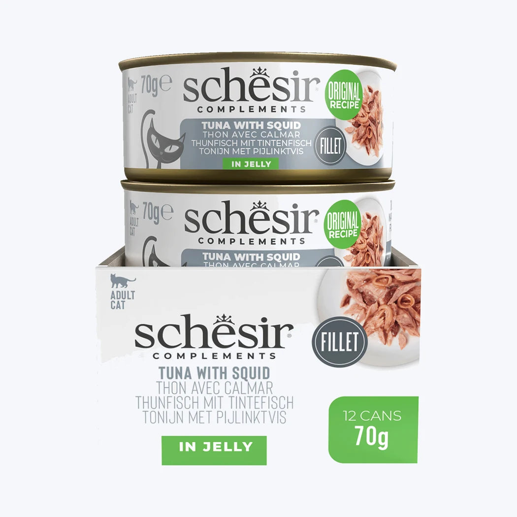 Schesir Jelly - Ton Balıklı ve Kalamarlı Tamamlayıcı Kedi Konservesi