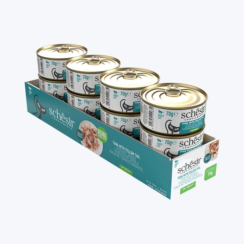 Schesir Jelly - Ton Balıklı ve Sarıkuyruk Balıklı Tamamlayıcı Kedi Konservesi
