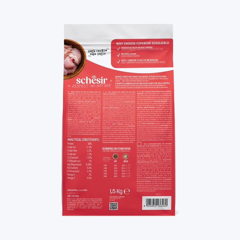 Schesir Monoprotein - Tavuklu Kısırlaştırılmış Yetişkin Kedi Maması