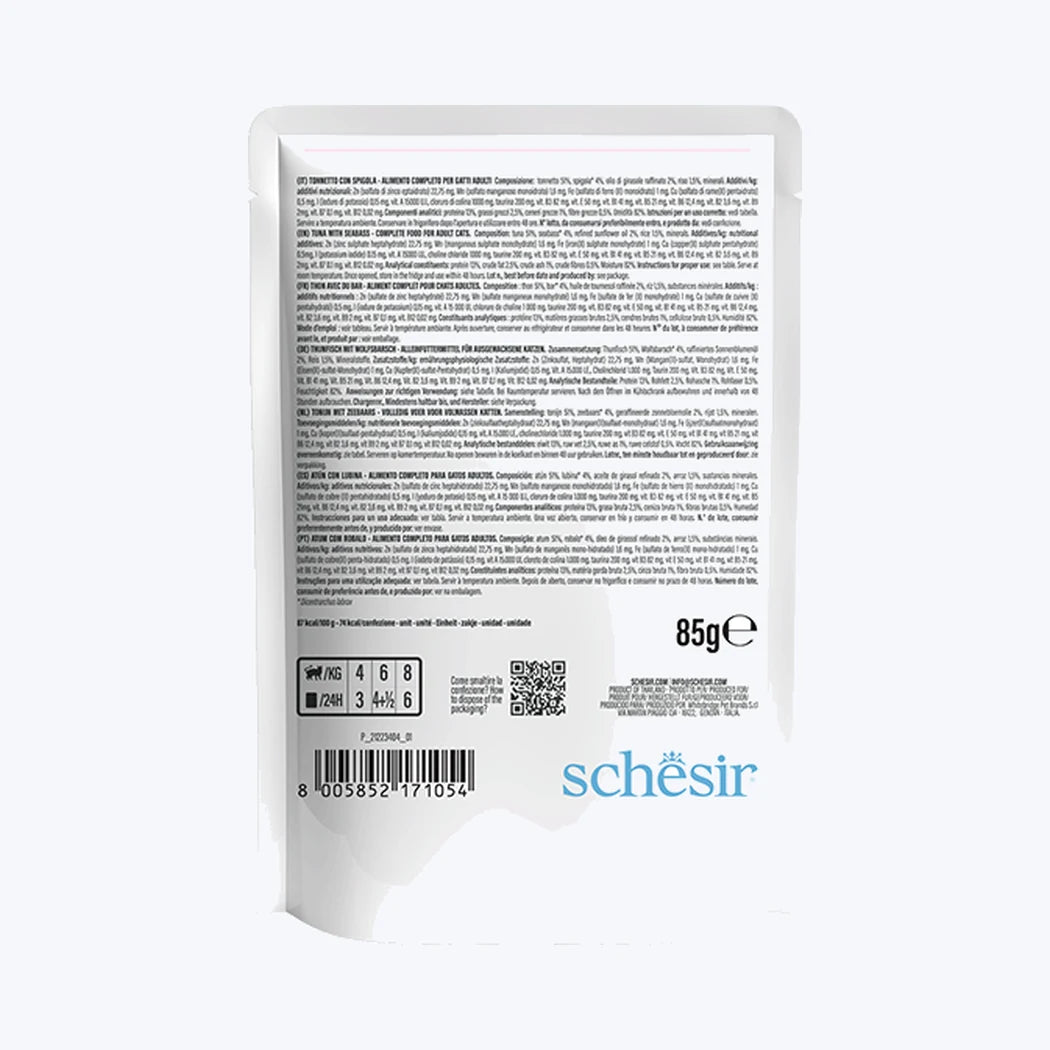 Schesir Jelly - Ton Balıklı ve Levrekli Yetişkin Kedi Pouch