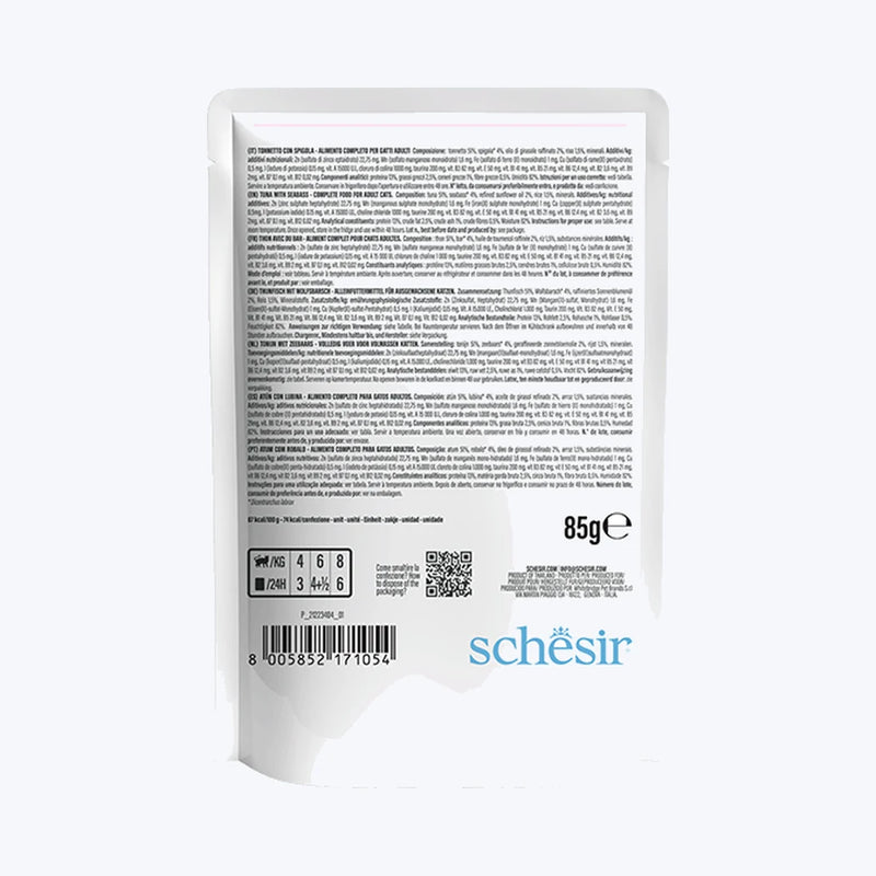 Schesir Jelly - Ton Balıklı ve Levrekli Yetişkin Kedi Pouch