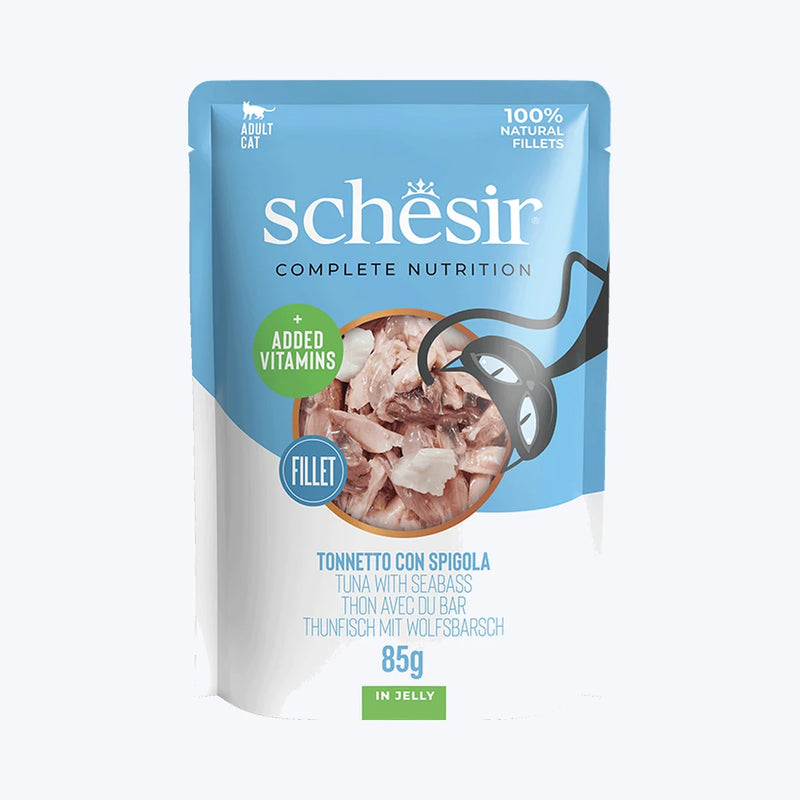 Schesir Jelly - Ton Balıklı ve Levrekli Yetişkin Kedi Pouch