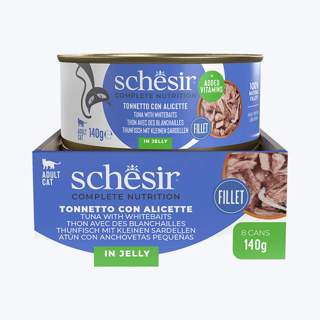 Schesir Jelly - Ton Balıklı ve Beyaz Balıklı Yetişkin Kedi Konservesi 140 gr