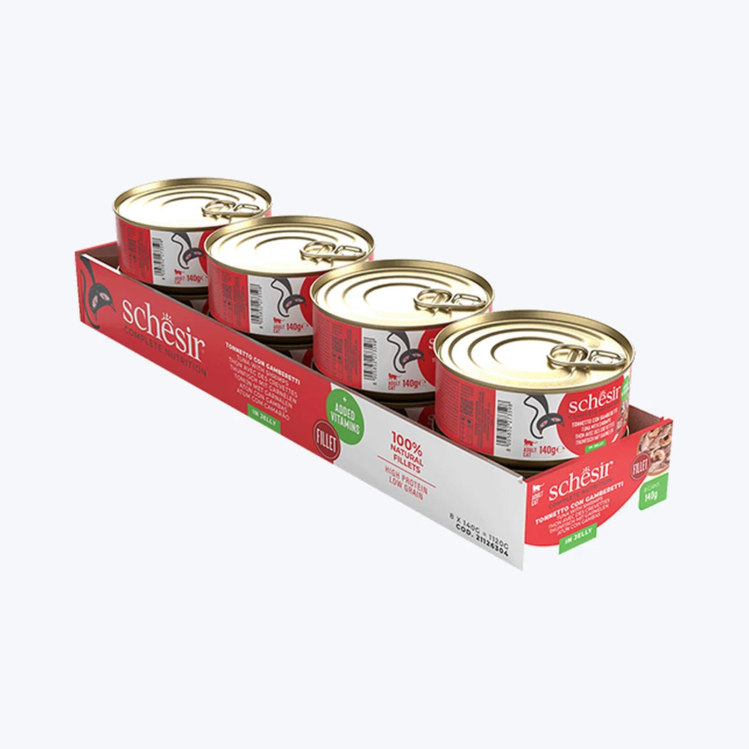 Schesir Jelly - Ton Balıklı ve Karidesli Yetişkin Kedi Konservesi 140 gr