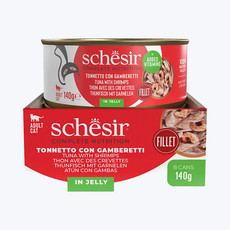 Schesir Jelly - Ton Balıklı ve Karidesli Yetişkin Kedi Konservesi 140 gr