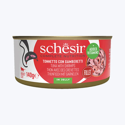 Schesir Jelly - Ton Balıklı ve Karidesli Yetişkin Kedi Konservesi 140 gr