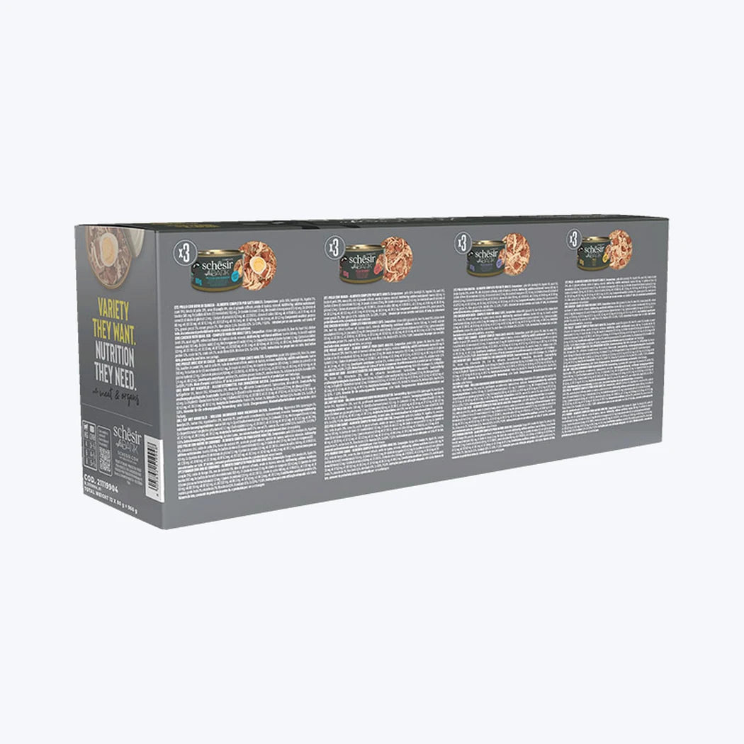 Schesir After Dark - Et Suyunda Karışık Yetişkin Kedi Konservesi Çeşit Paketi 12x80 gr