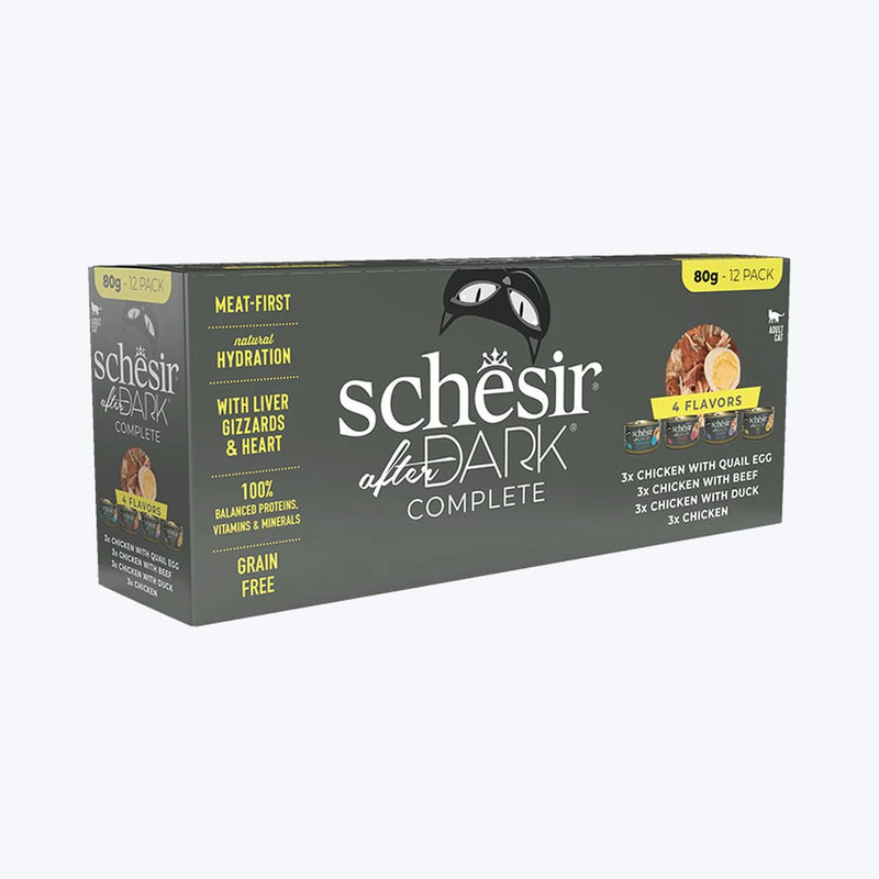 Schesir After Dark - Et Suyunda Karışık Yetişkin Kedi Konservesi Çeşit Paketi 12x80 gr