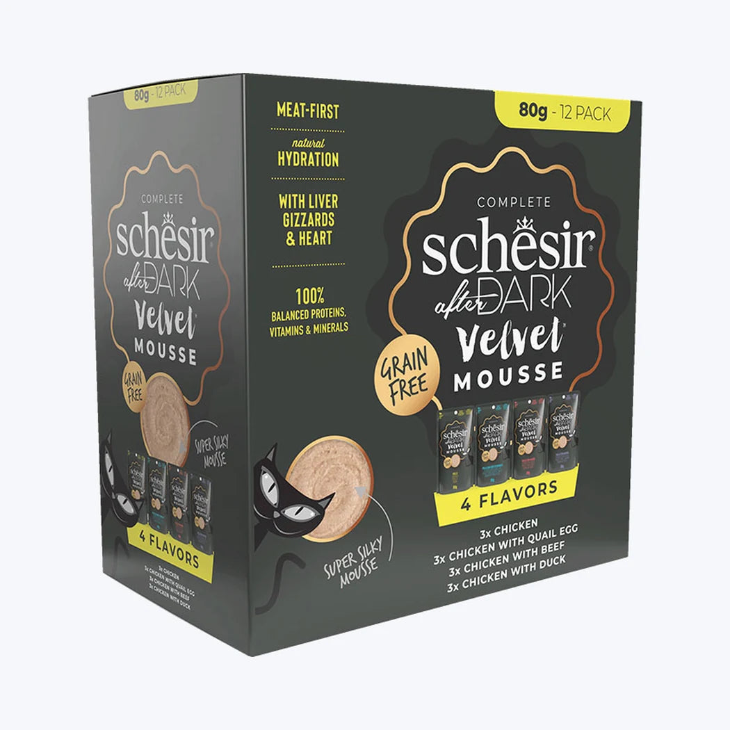 Schesir After Dark - Mus Karışık Yetişkin Kedi Pouch Çeşit Paketi 12x80 gr