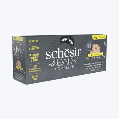 Schesir After Dark - Pate Karışık Yetişkin Kedi Konservesi Çeşit Paketi 12x80 gr