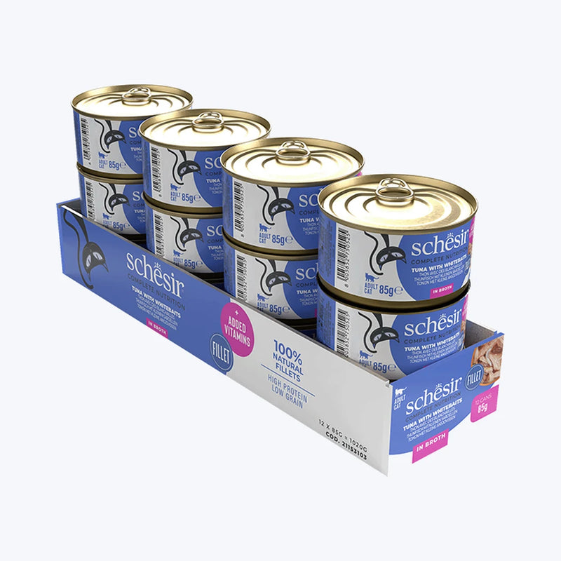 Schesir Broth - Ton Balıklı ve Beyaz Balıklı Yetişkin Kedi Konservesi