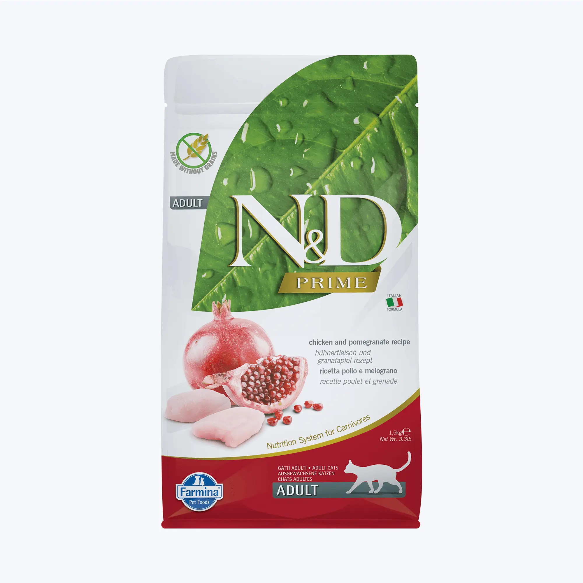 N&D Prime Adult Tahılsız Tavuklu ve Narlı Yetişkin Kedi Maması 1.5 Kg