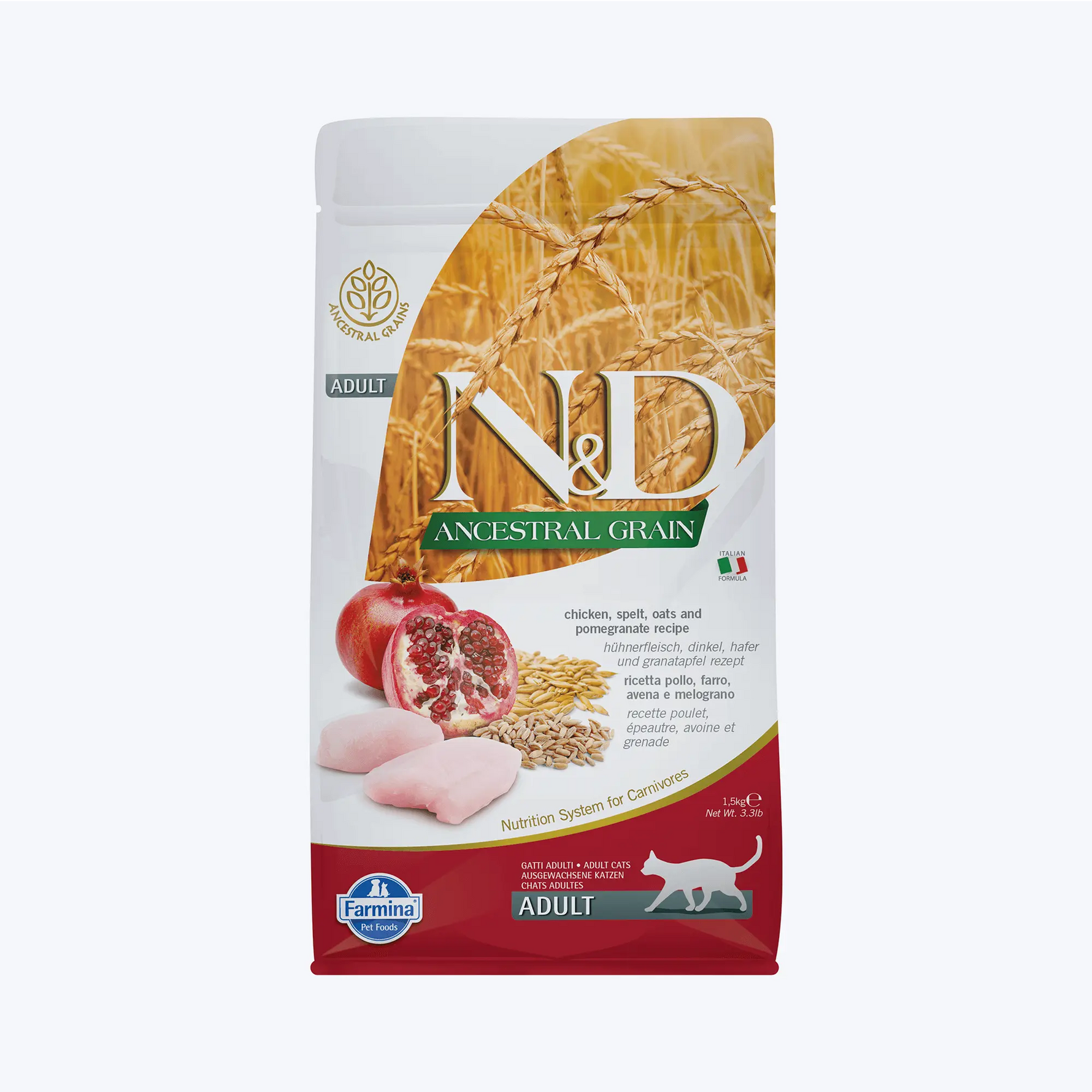 N&D Ancestral Grain Düşük Tahıllı Tavuklu ve Narlı Yetişkin Kedi Maması