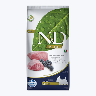 N&D Prime Kuzu Etli ve Yaban Mersinli Küçük Irk Tahılsız Yetişkin Köpek Maması