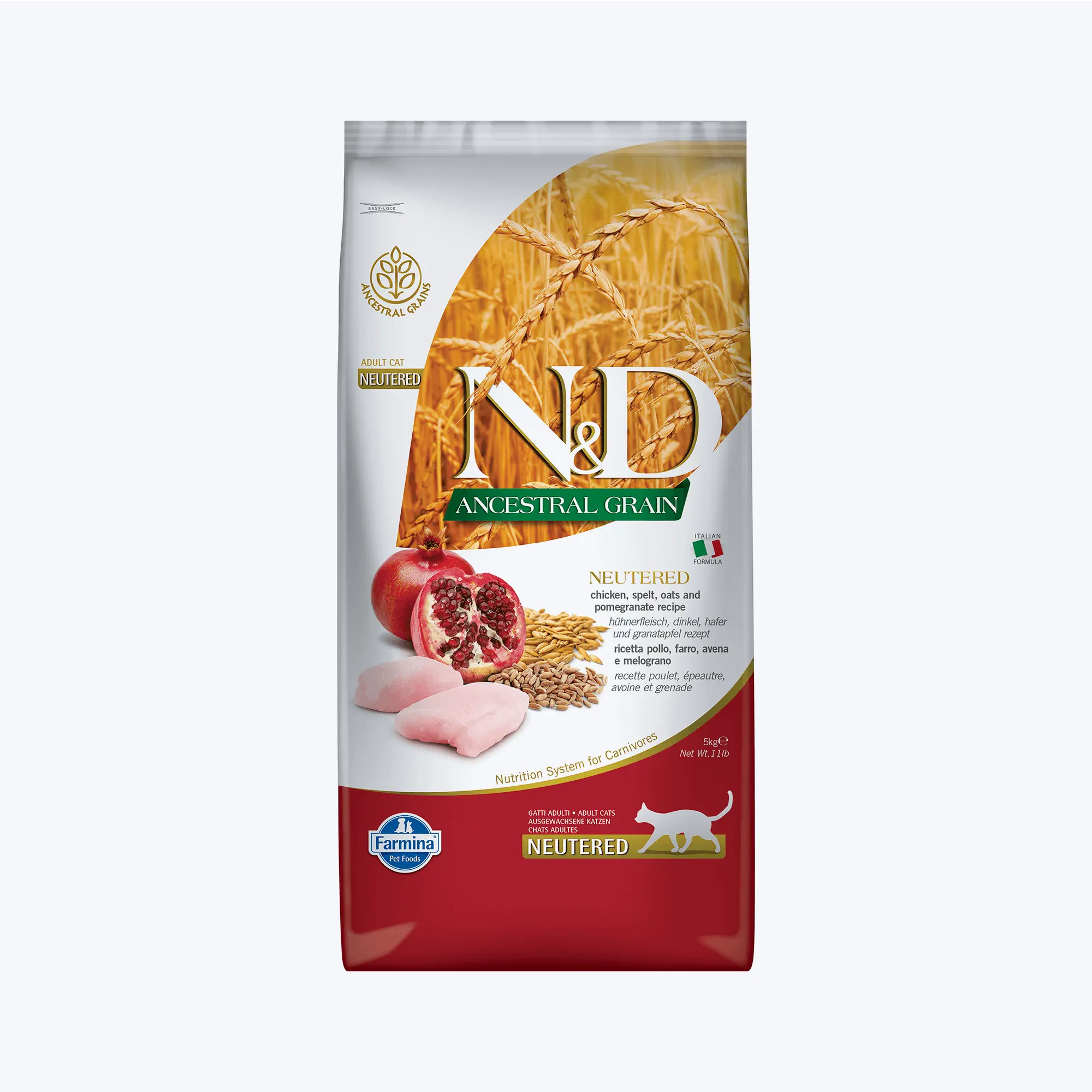N&D Ancestral Grain Neutered Düşük Tahıllı Tavuklu ve Narlı Kısırlaştırılmış Kedi Maması 5 Kg