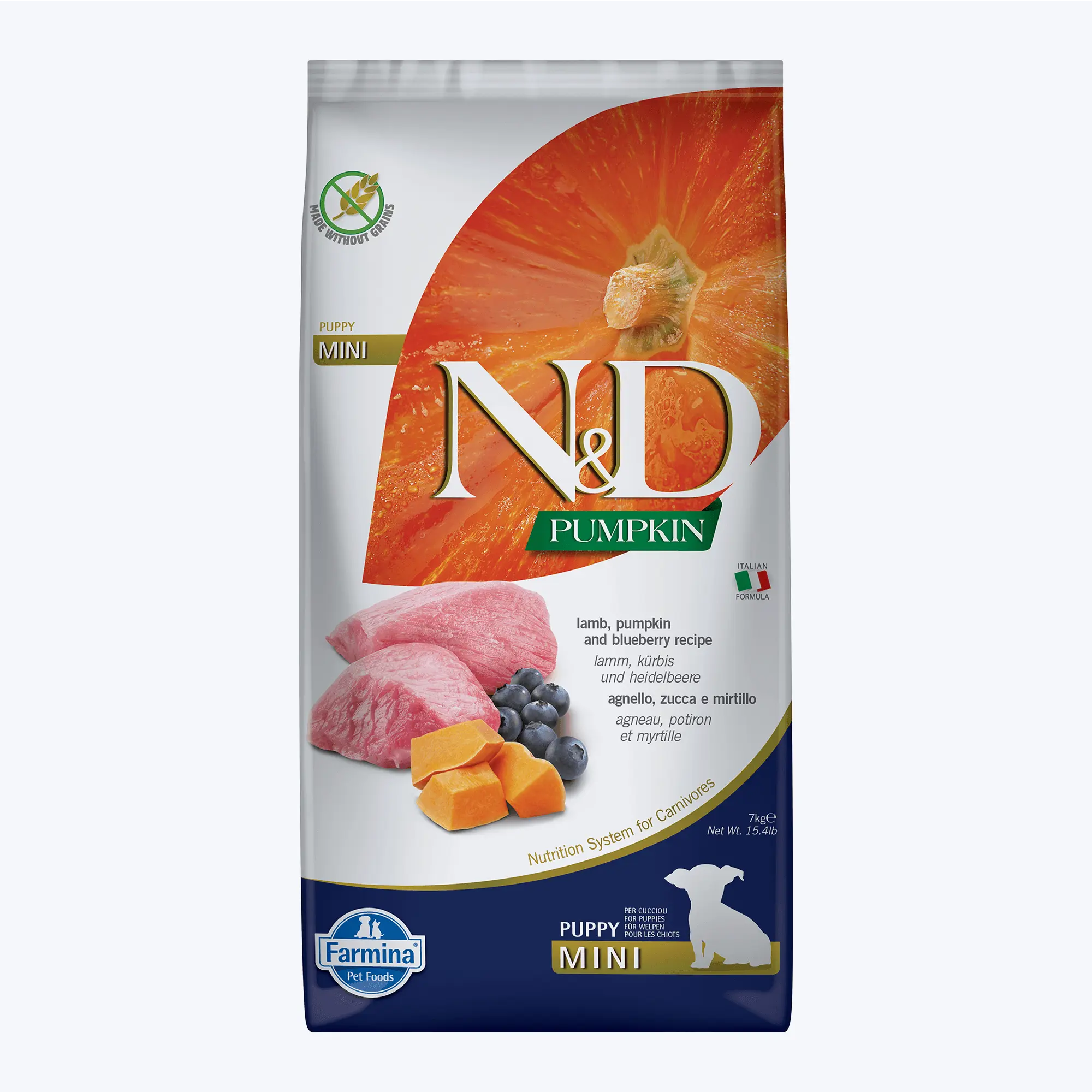 N&D Pumpkin Bal Kabaklı Kuzu Etli ve Yaban Mersinli Küçük Irk Tahılsız Yavru Köpek Maması 7 Kg