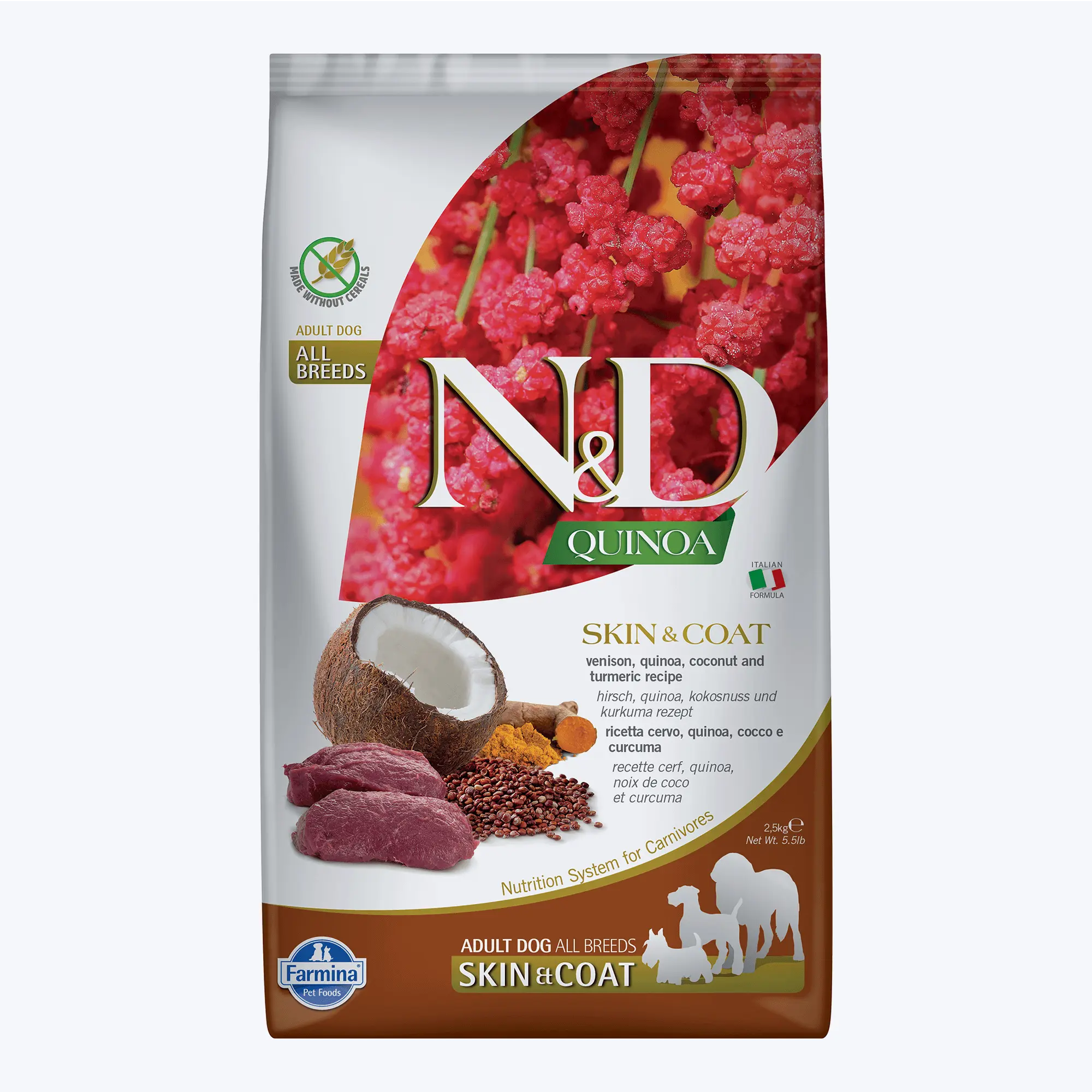 N&D Quinoa Skin&Coat Geyik Etli Kinoalı Hindistan Cevizli Yetişkin Köpek Maması 2,5 Kg