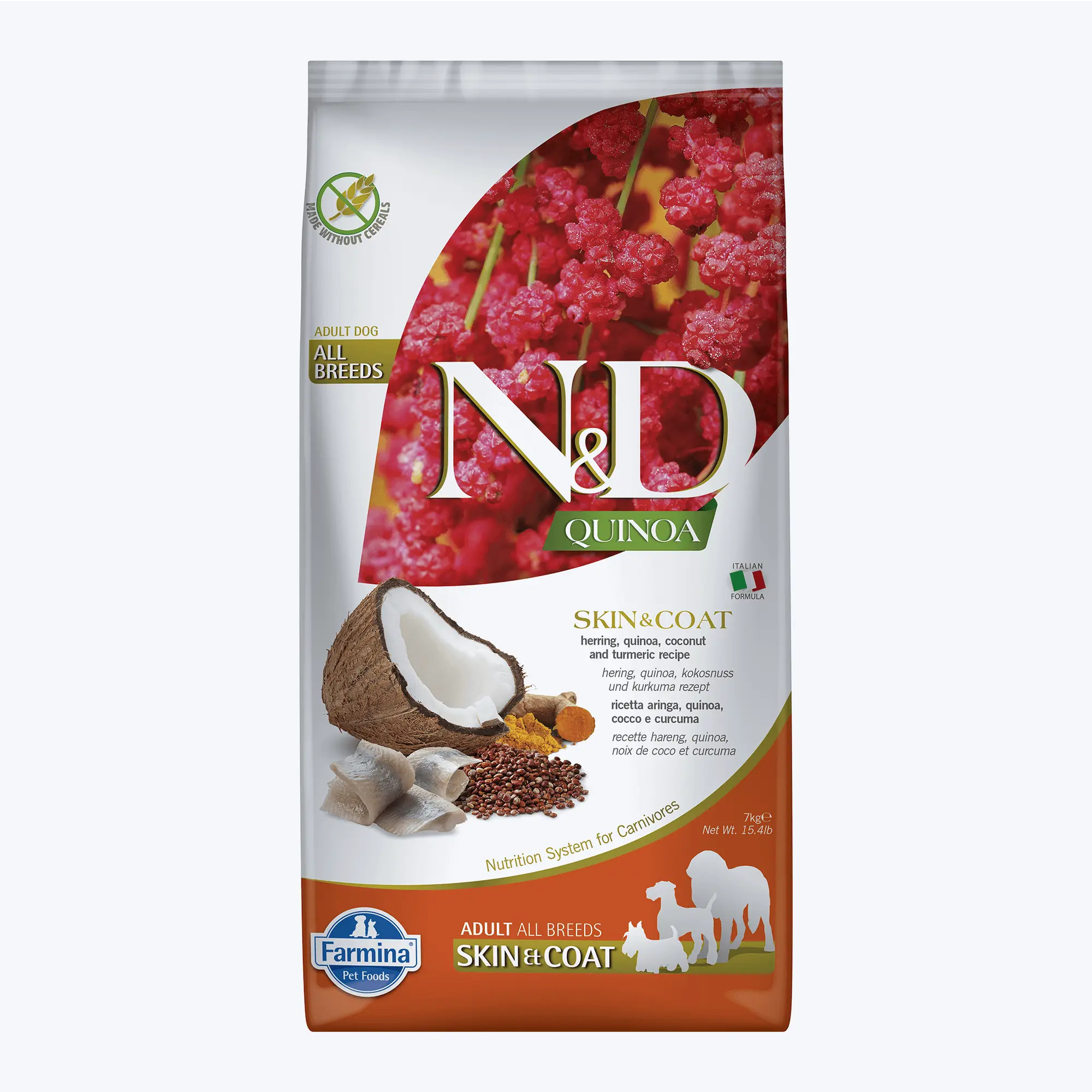 N&D Quinoa Skin&Coat Ringa Balıklı Kinoalı Hindistan Cevizli Yetişkin Köpek Maması 7 Kg