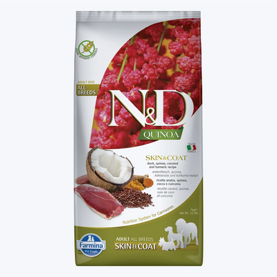 N&D Quinoa Tahılsız Skin&Coat Ördekli Yetişkin Köpek Maması 7 Kg
