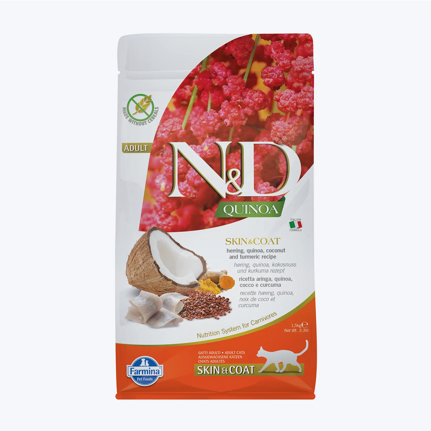 N&D Quinoa Tahılsız Kedi Skin & Coat Ringa Balığı 1,5 Kg