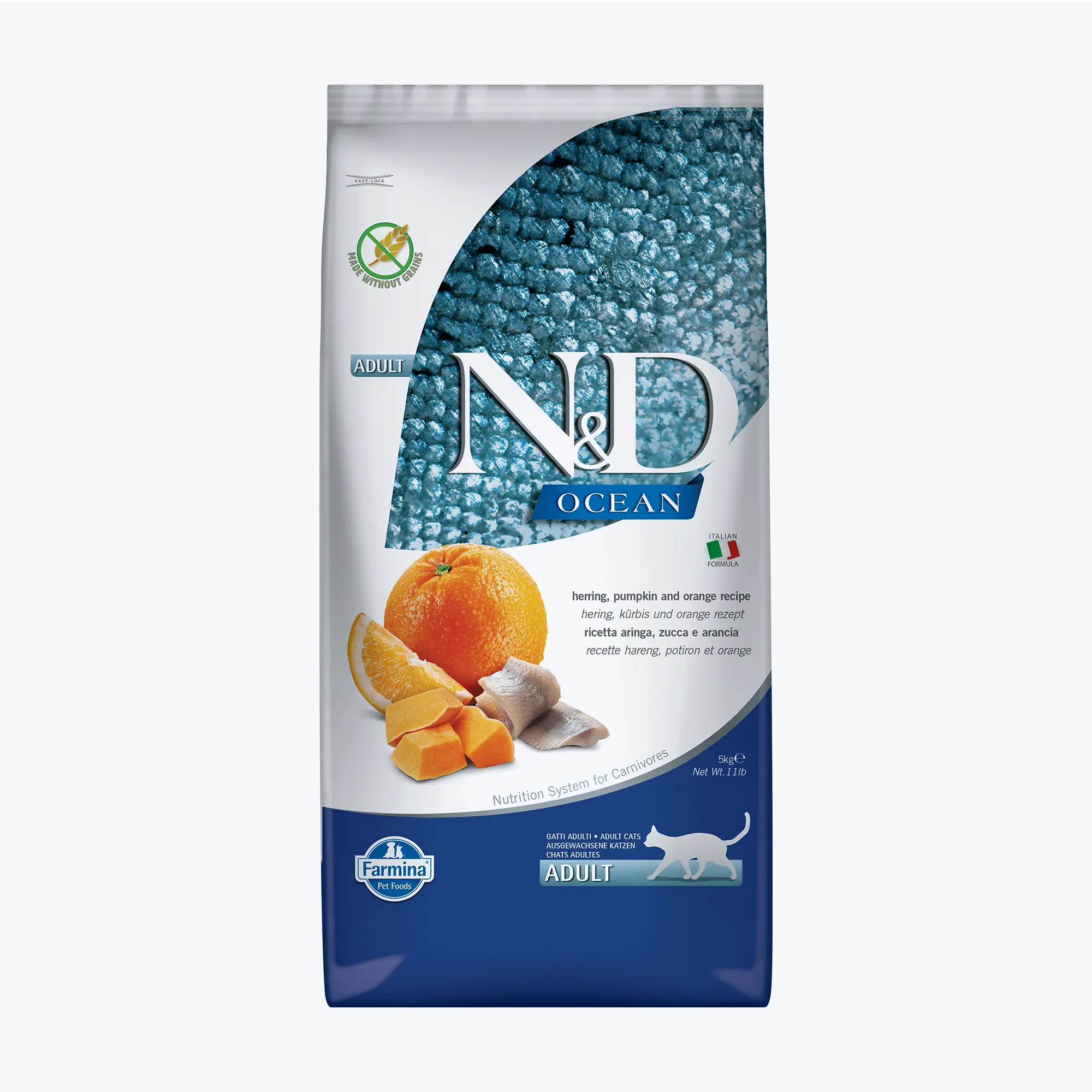 N&D Ocean Adult Tahılsız Ringa Balığı ve Portakallı Yetişkin Kedi Mamaı 5 Kg
