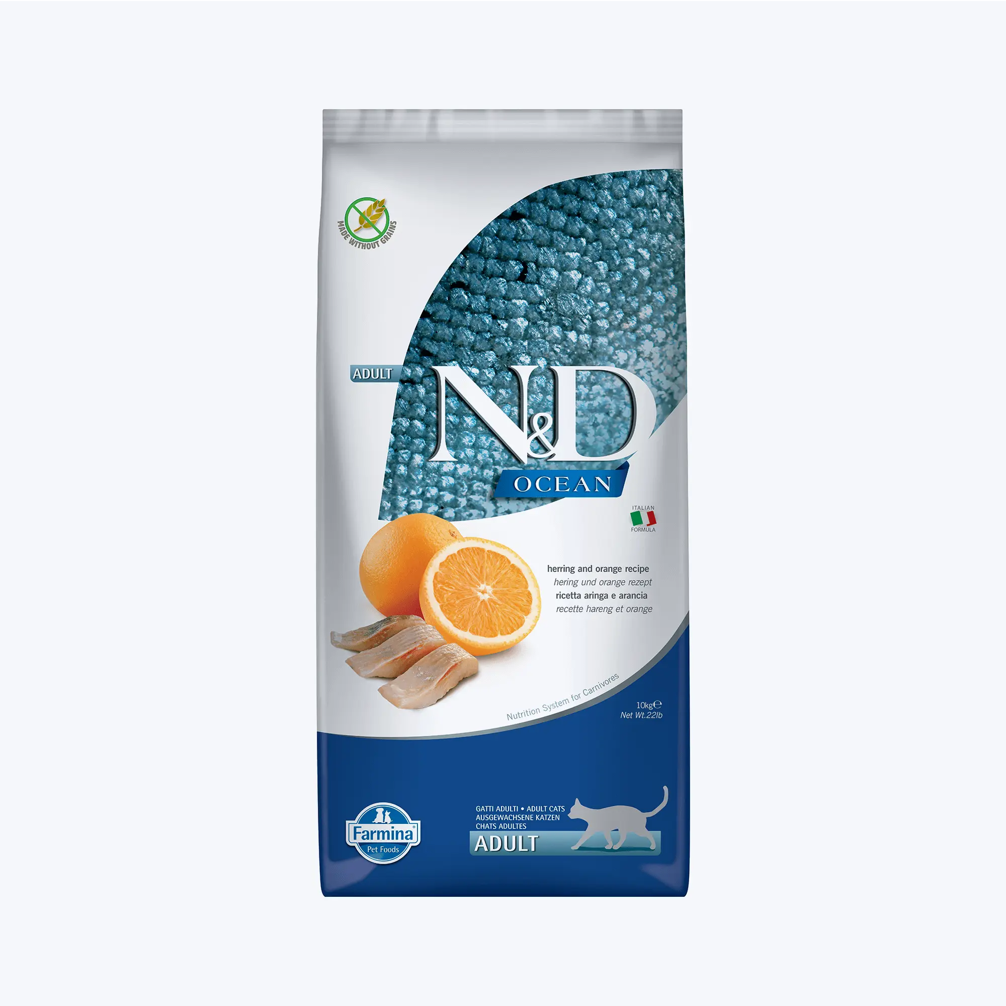 N&D Ocean Adult Tahılsız Ringa Balıklı ve Portakallı Yetişkin Kedi Maması 10 Kg