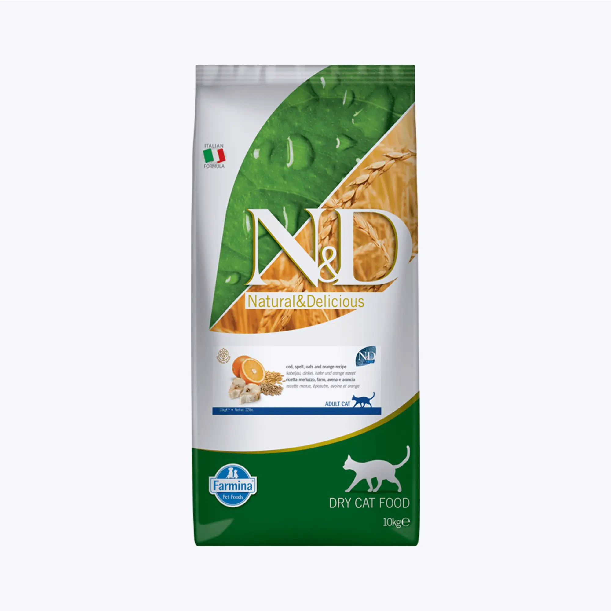 N&D Ancetral Grain Adult Düşük Tahıllı Morina Balıklı ve Portakallı Yetişkin Kedi Maması 10 Kg