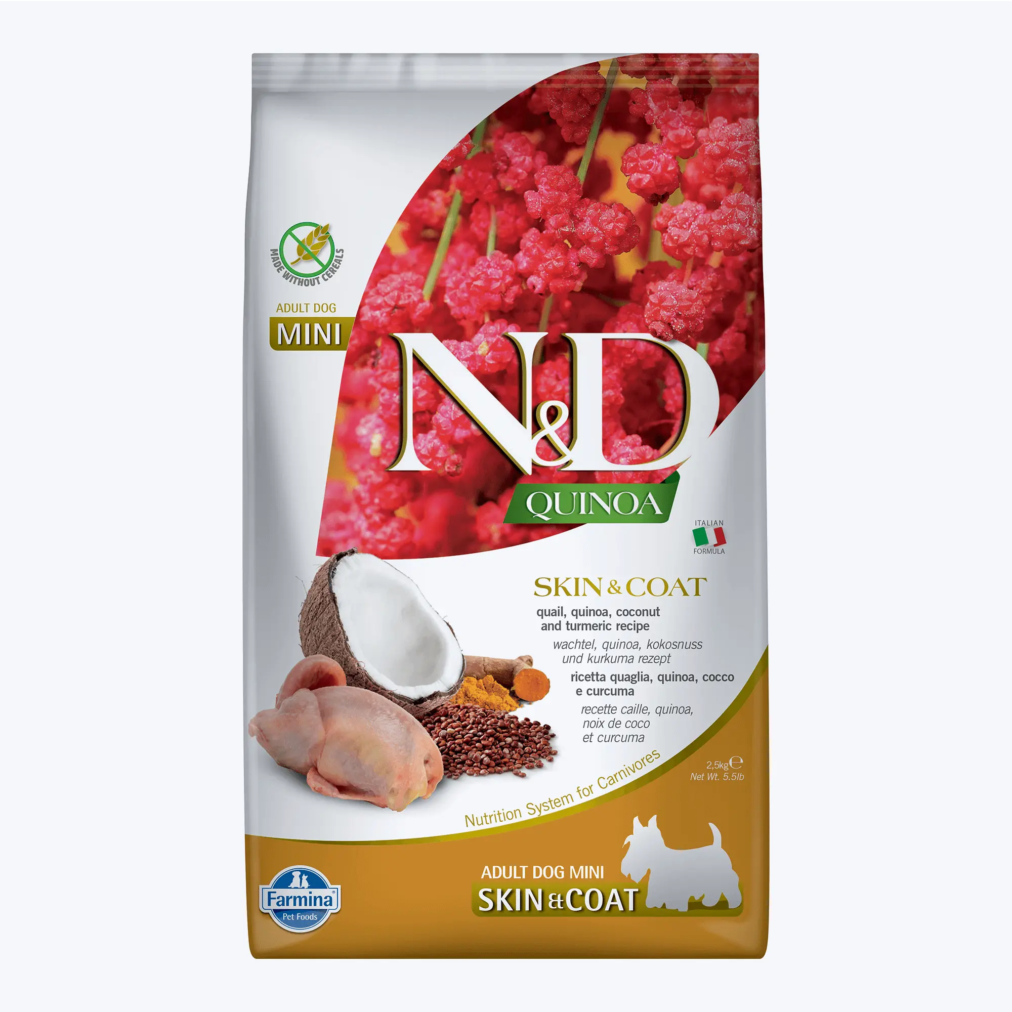 N&D Quinoa Skin&Coat Bıldırcın Etli Kinoalı Hindistan Cevizli Küçük Irk Yetişkin Köpek Maması 2,5 Kg