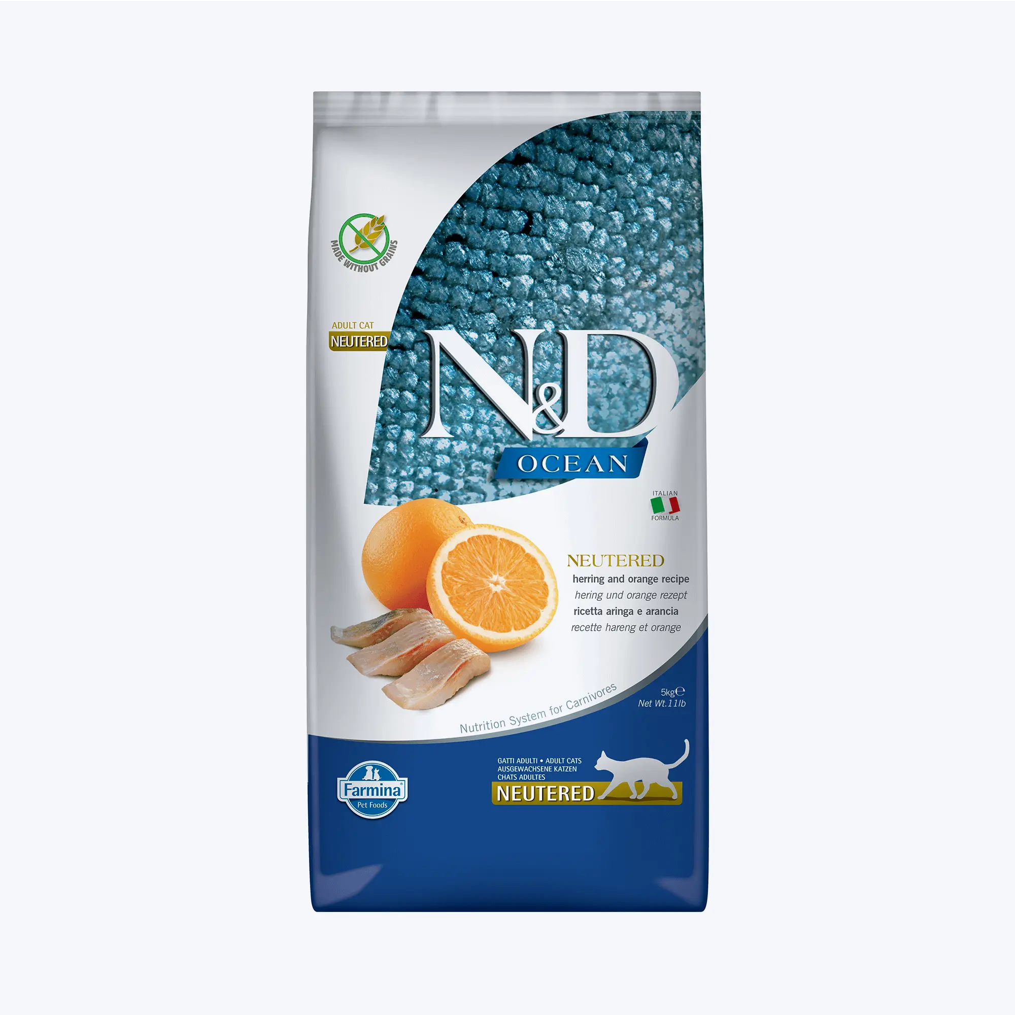 N&D Ocean Neutered Tahılsız Ringa Balıklı ve Portakallı Kısırlaştırılmış Kedi Maması 5 Kg