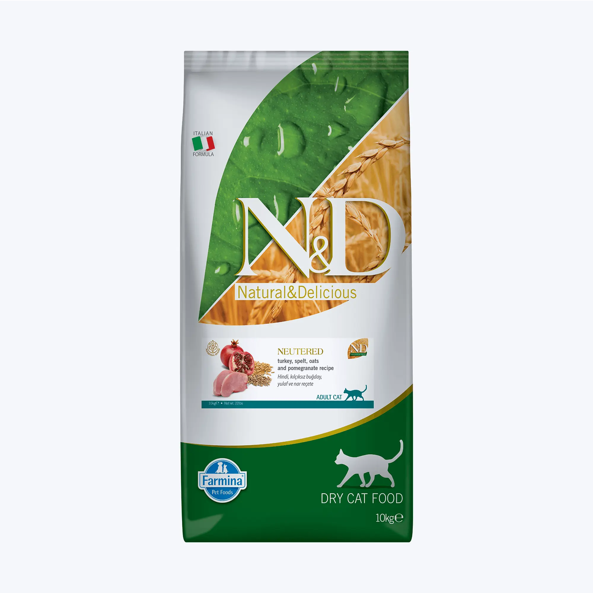 N&D Ancestral Grain Neutered Düşük Tahıllı Hindili ve Narlı Kısırlaştırılmış Yetişkin Kedi Maması 10 Kg