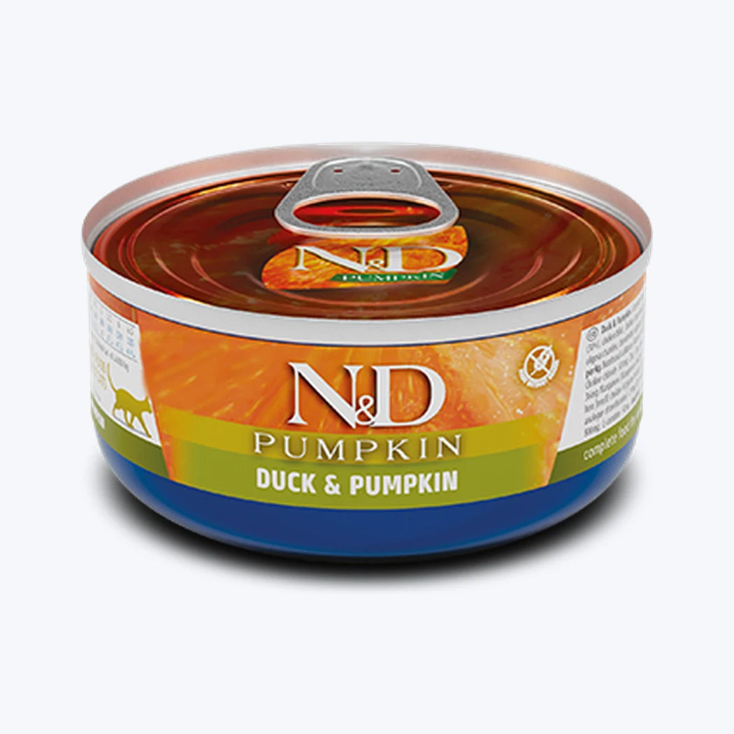 N&D Pumpkin Tahılsız Ördekli ve Bal Kabaklı Yetişkin Kedi Konservesi