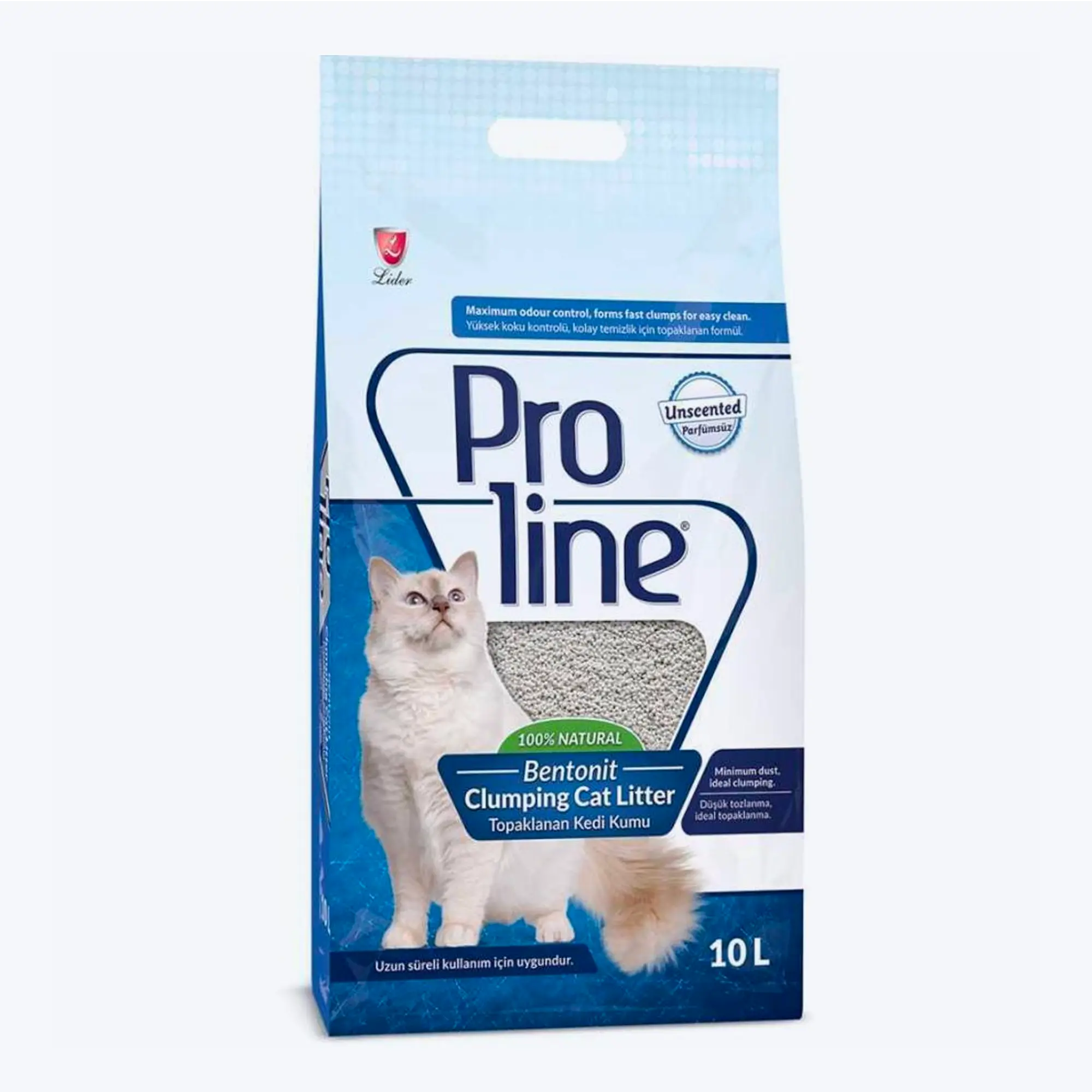 Proline Topaklanan İnce Taneli Parfümsüz Bentonit Kedi Kumu 10 Lt