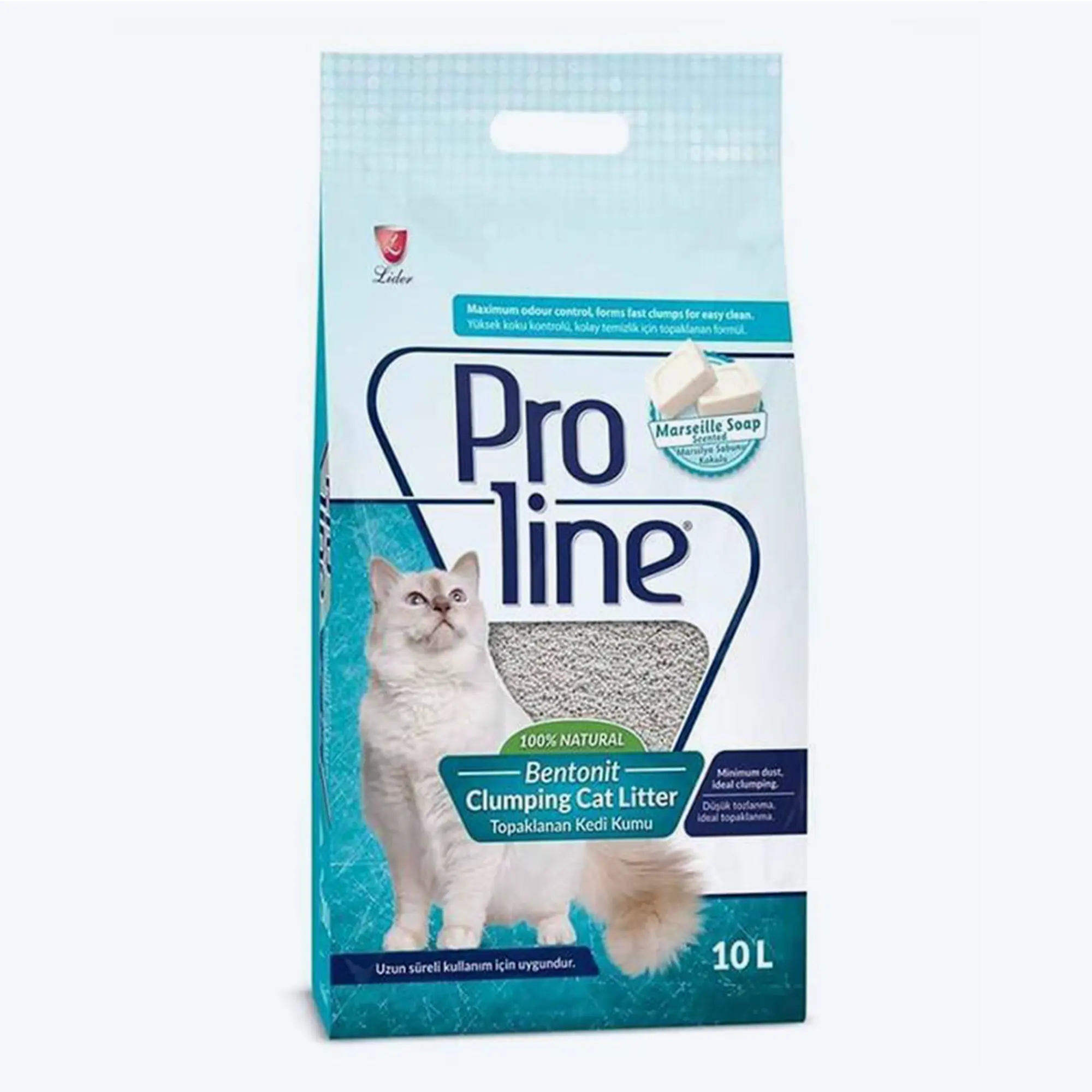 Proline Topaklanan İnce Taneli Marsilya Sabunu Kokulu Bentonit Kedi Kumu 10 Lt