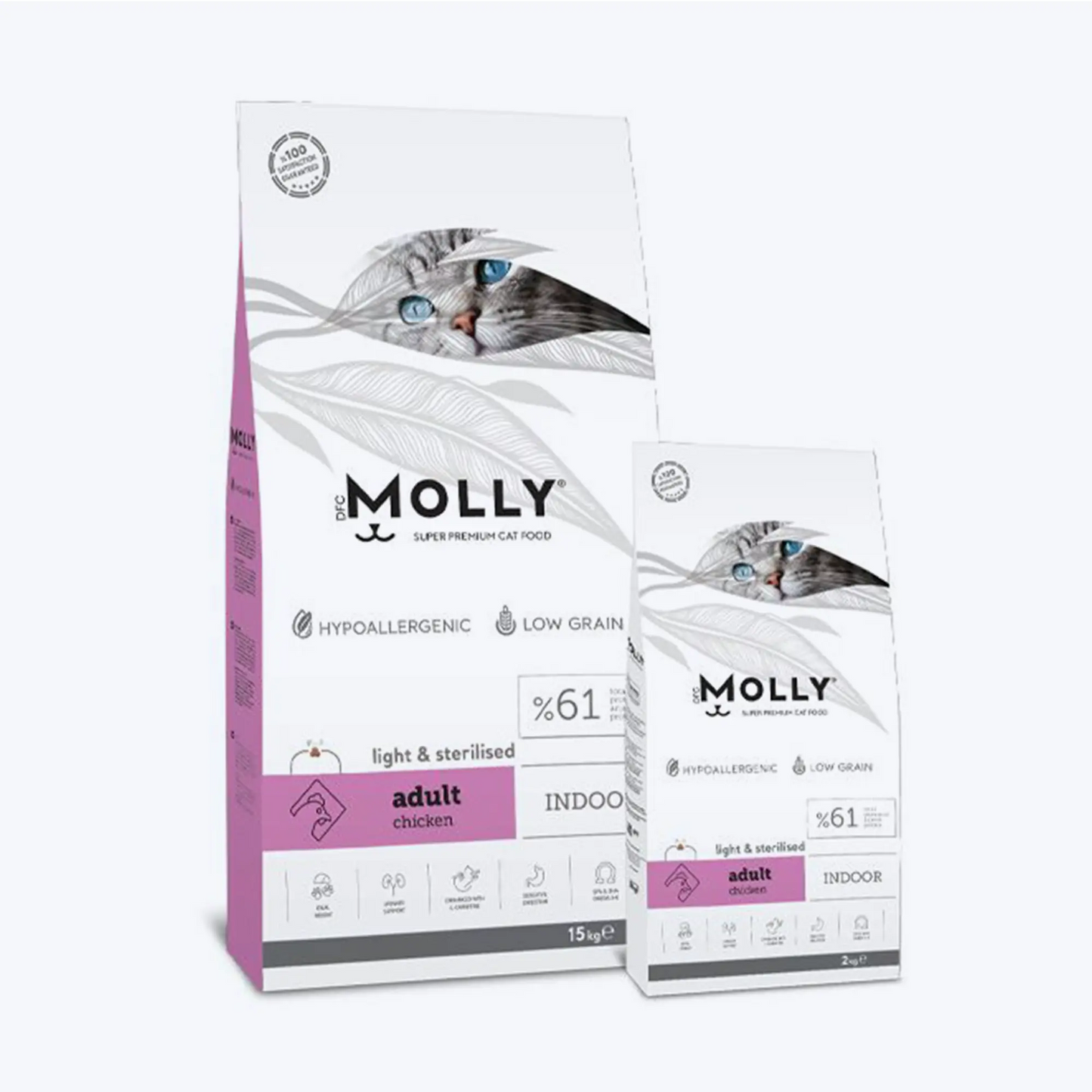 Molly Light & Sterilised Kısırlaştırılmış Tavuklu Kedi Maması 15 Kg