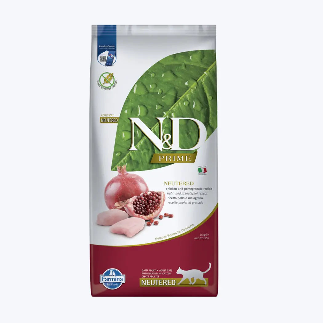 N&D Prime Neutered Tahılsız Tavuklu ve Narlı Kısırlaştırılmış Kedi Maması 10 Kg