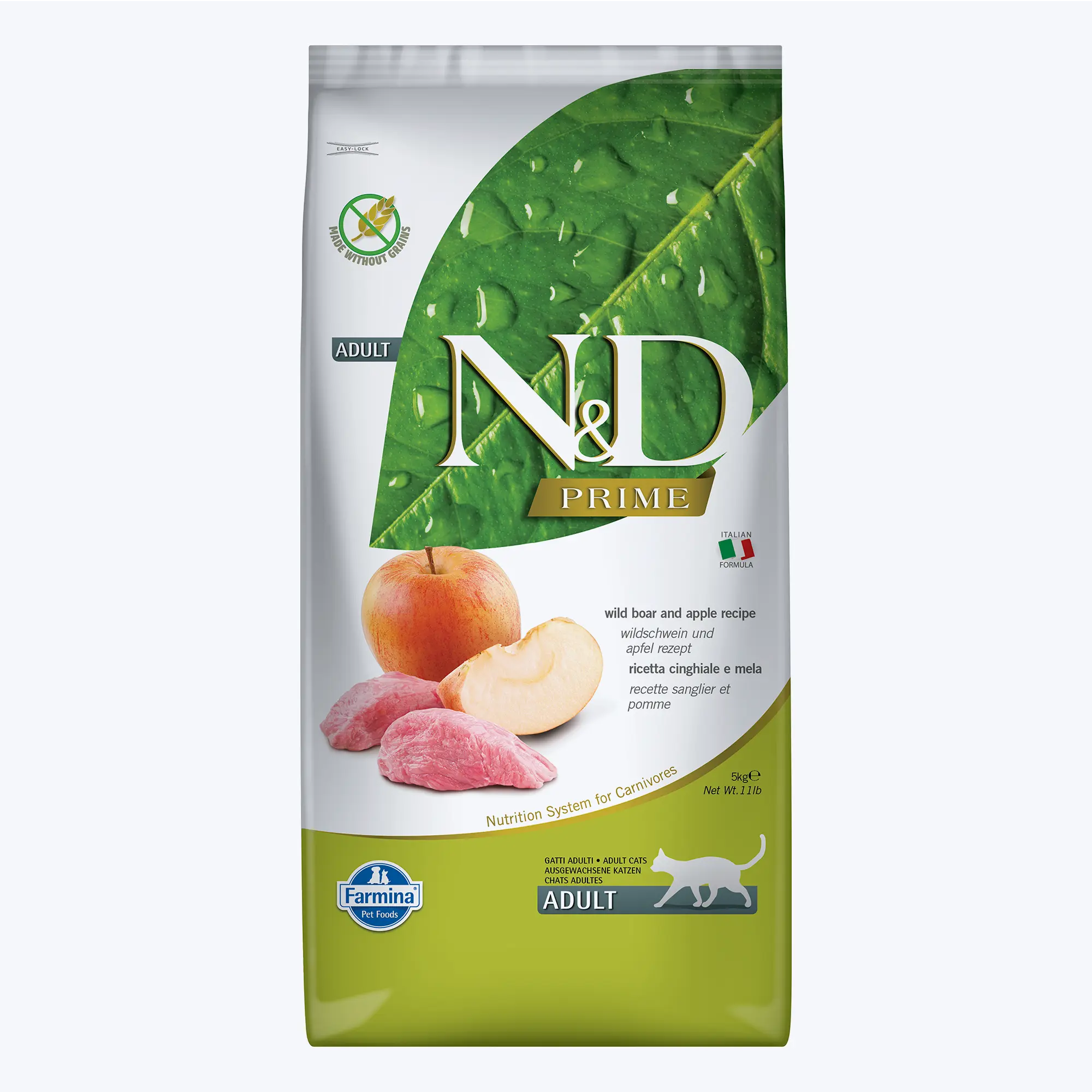 N&D Prime Adult Tahılsız Yaban Domuzlu ve Elmalı Yetişkin Kedi Maması 10 Kg