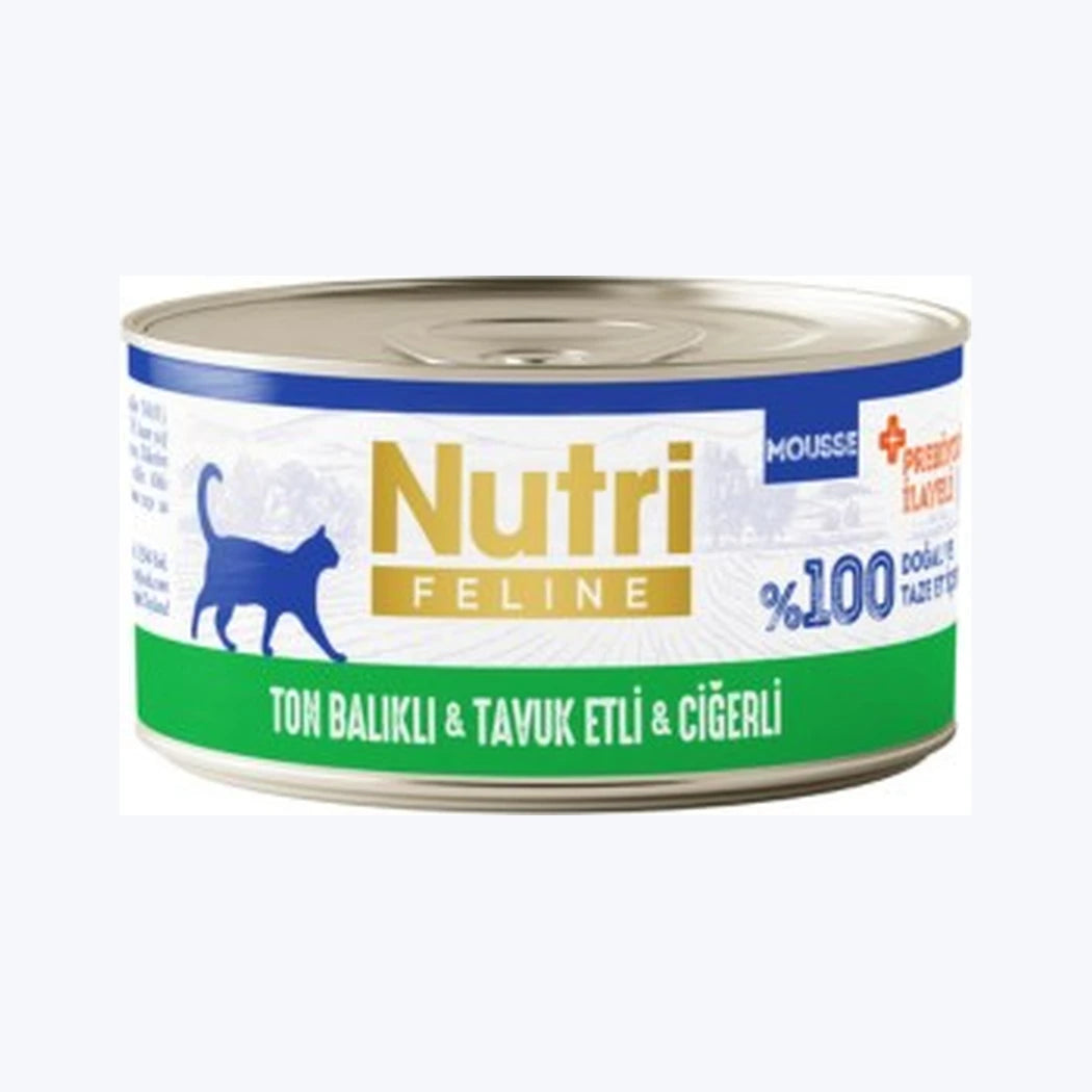 Nutri Feline Ton Balıklı, Tavuklu ve Ciğerli Mousse Yetişkin Kedi Konservesi