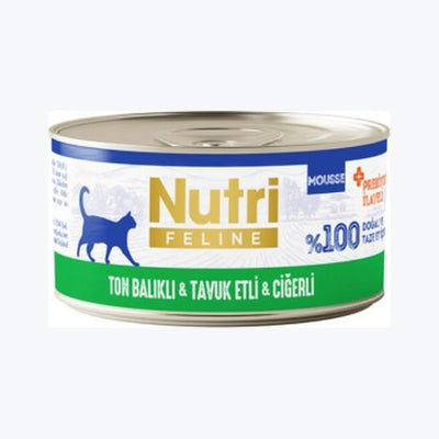 Nutri Feline Ton Balıklı, Tavuklu ve Ciğerli Mousse Yetişkin Kedi Konservesi